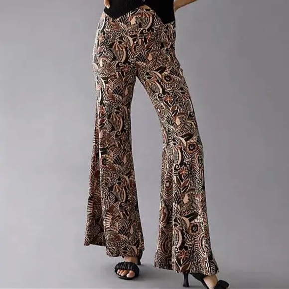 Anthropologie Pants - By Anthropologie Drapey Flare Bell Bottom Mod Tropical Tribal Print Pant 14